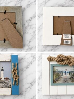 Coastal Rope Accent Wall Frame - White and Blue (set of 2)